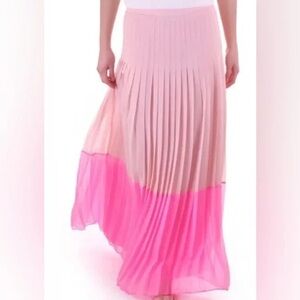 Ted Baker Petrus Pleated Maxi Skirt in Blush Pink Colorblock Size 0